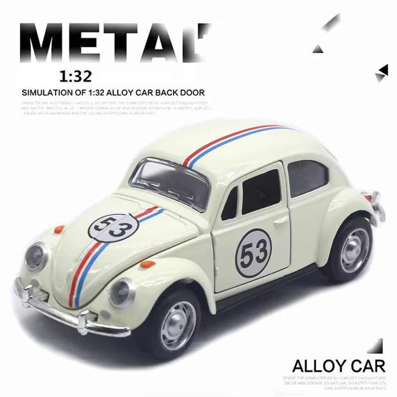 Carro de corrida vintage modelo fusca clássico miniatura  fundido 15 cm, liga de metal de alta qualidade, puxador manual, adequado para maiores de 3 anos, carro clássico colecionável