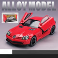 SLR 772S Modelo de carro de brinquedo Corpo de liga Pneus de borracha Diecast Supercarros Modelos Portas abertas Som Luz Brinquedos para crianças Presentes