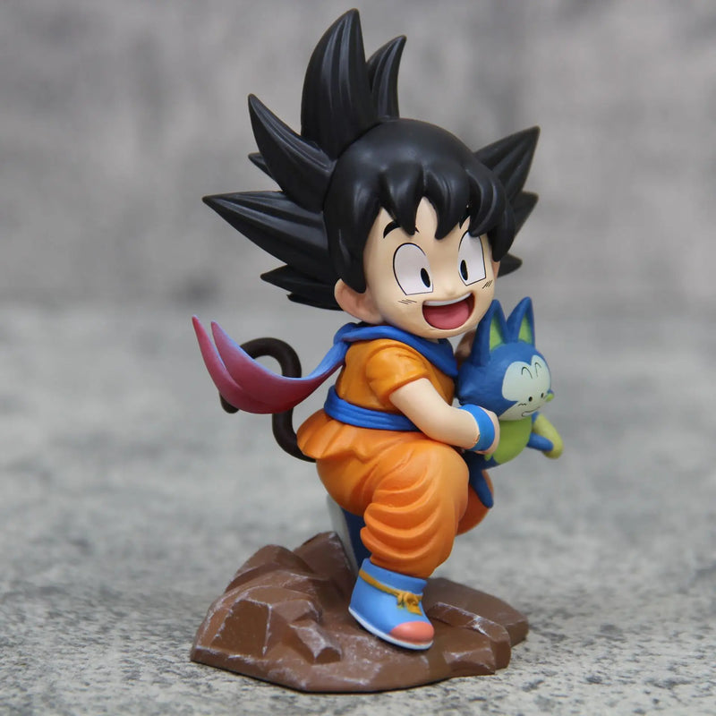 Dragon Ball Childhood Little Goku Hugs Puer Ya Mu Tea Little Follower Figures Doll Pvc Model Statue Collection Toys Ornamen Gift