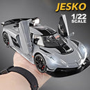 Jesko Super Car Model Toys Metal Diecast Light Music Pull Back Sports Cars Models Collection Racing Vehicle Gift Boys