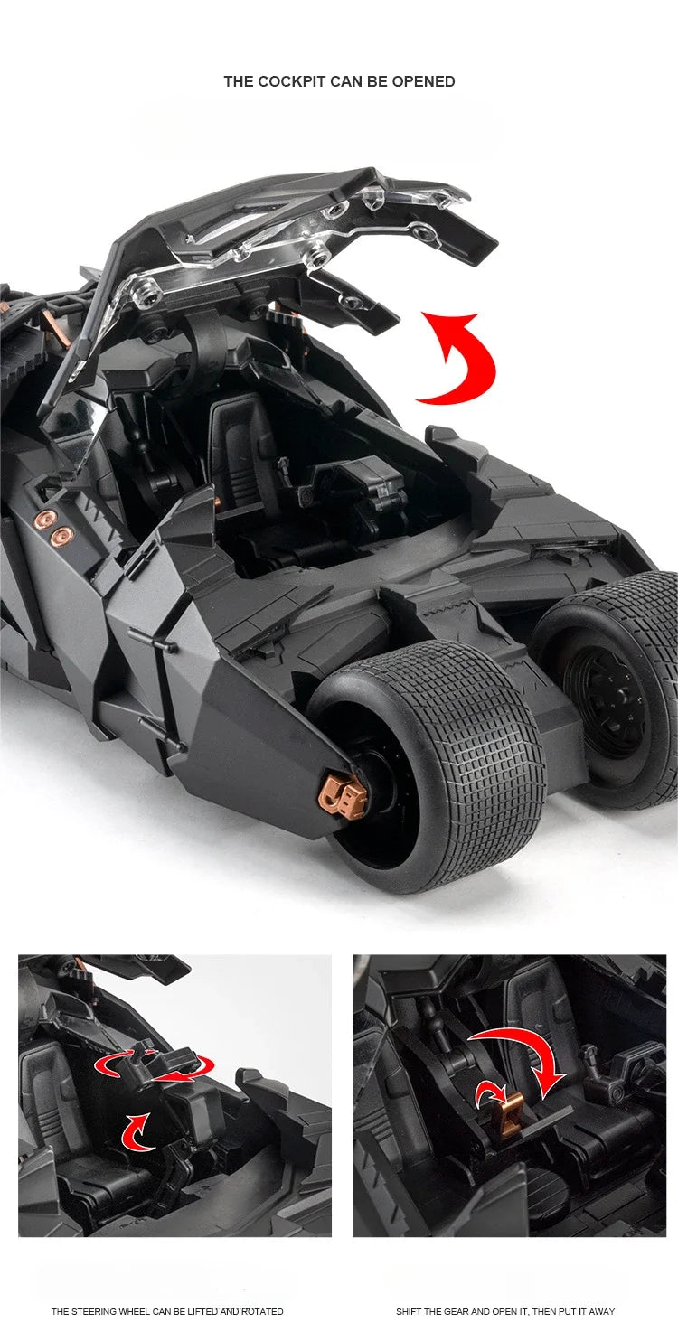 Carro clássico do filme Batman 2008 Batmóvel   Tumbler! Alloy Concept Bat Sports Car Modelo Diecast Metal Toy Race Car Modelo Sound Light Kids Gifts
