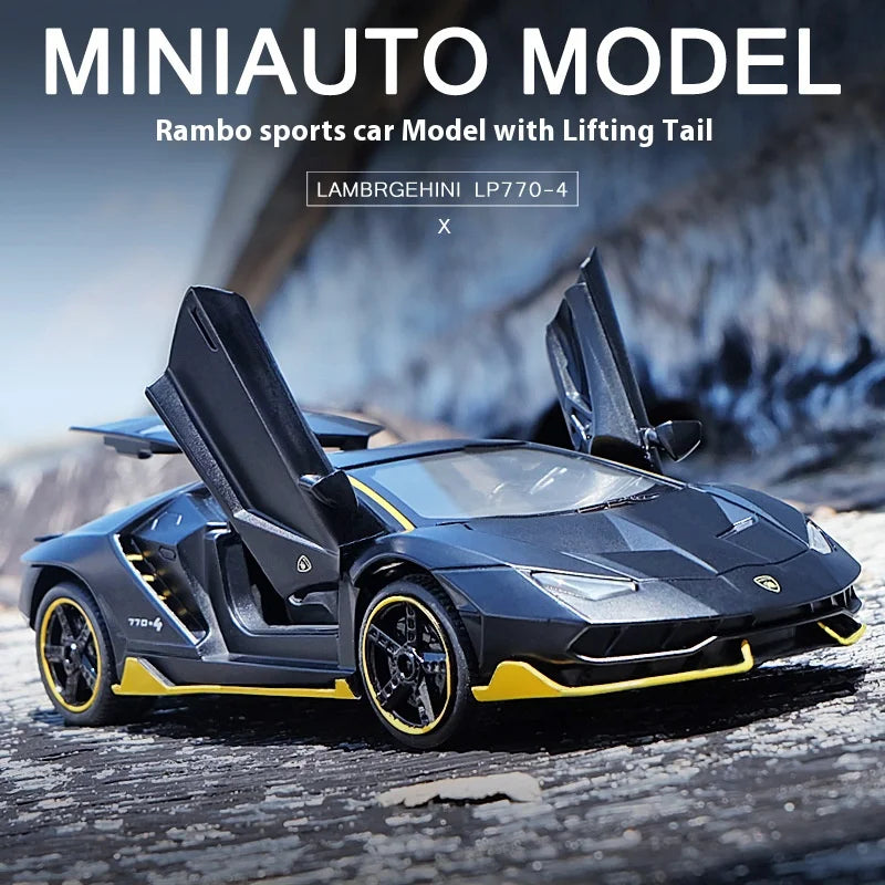 Lamborghini Centenario Lp770 diecast  modelo carros liga automóveis brinquedos presente para crianças puxar para trás luz música