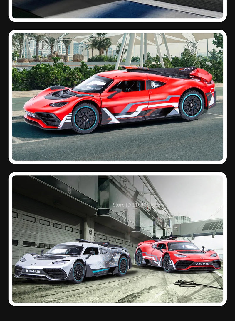ONE Sports Car Modelo Brinquedo Modificado Metal Diecast Veículos de Roda Livre Simulação Som e Luz Presente para Crianças