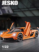 Jesko Super Car Model Toys Metal Diecast Light Music Pull Back Sports Cars Models Collection Racing Vehicle Gift Boys