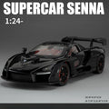 McLaren Senna Liga de Metal Fundido Modelo de Carro Som e Luz Coleção Hobby Super Racing Serie Presente de Aniversário para Menino