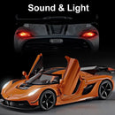 Jesko Super Car Model Toys Metal Diecast Light Music Pull Back Sports Cars Models Collection Racing Vehicle Gift Boys