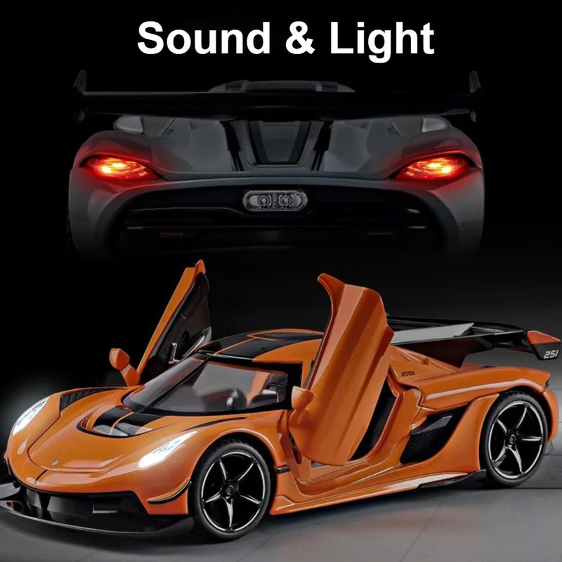 Jesko Super Car Model Toys Metal Diecast Light Music Pull Back Sports Cars Models Collection Racing Vehicle Gift Boys