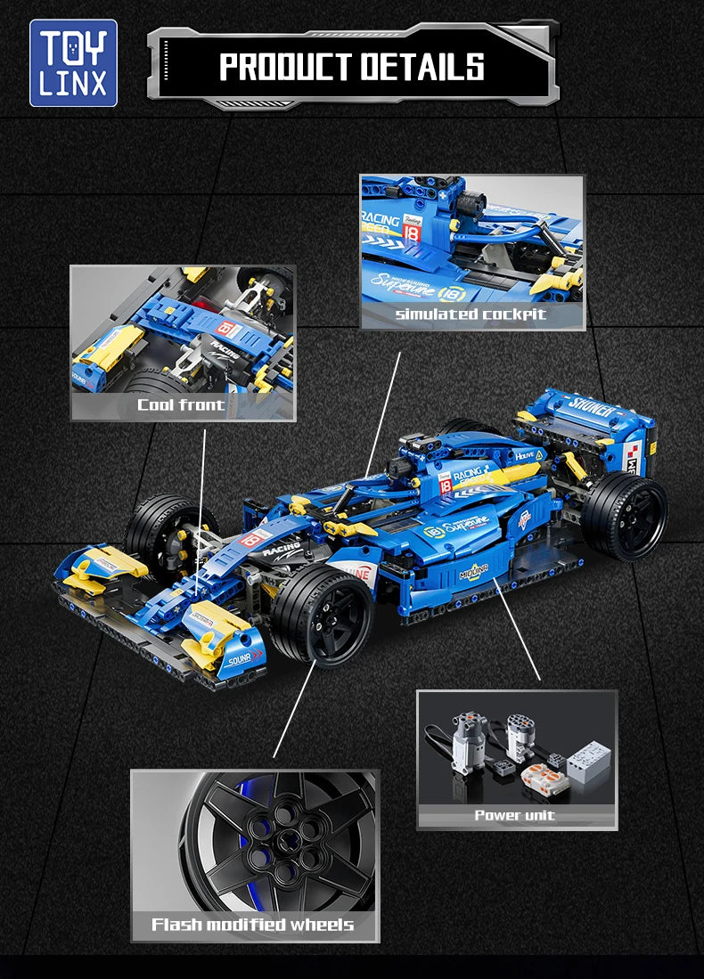 ToylinX F1 RC Race Cars Building Sets MOC Remote Control Building Blocks Car Cool Collectible Model Car Kits Toys Christmas Gift