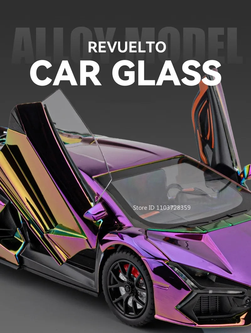 REVUELTO Miniatura Modelo Brinquedo Carros Esportivos Liga Fundida Supercarros Som Luz Portas Abertas Puxe para Trás para Presentes de Crianças