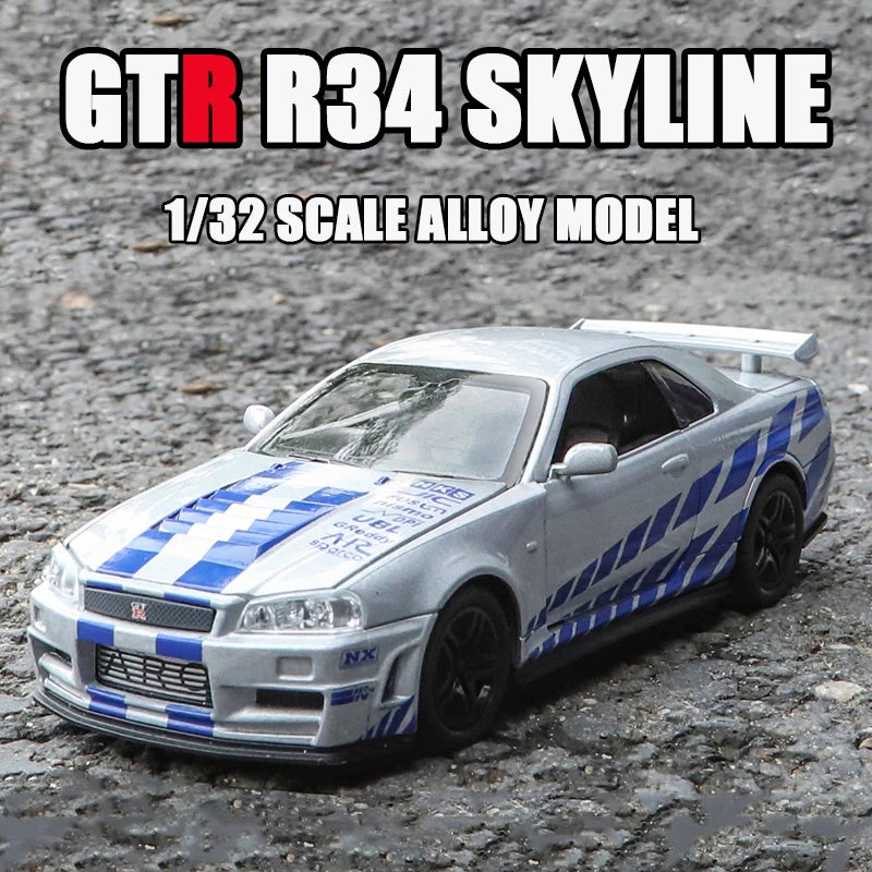 GTR R34 SKYLINE Liga Rápida Simulação Carro Modelo Diecasts & Veículos de Brinquedo e Carros Decoração Brinquedos para Crianças
