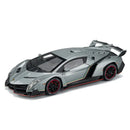 Lamborghini esportivo modelo Veneno, escala 1/24, porta que pode ser aberta, carro de brinquedo com roda dianteira dirigível