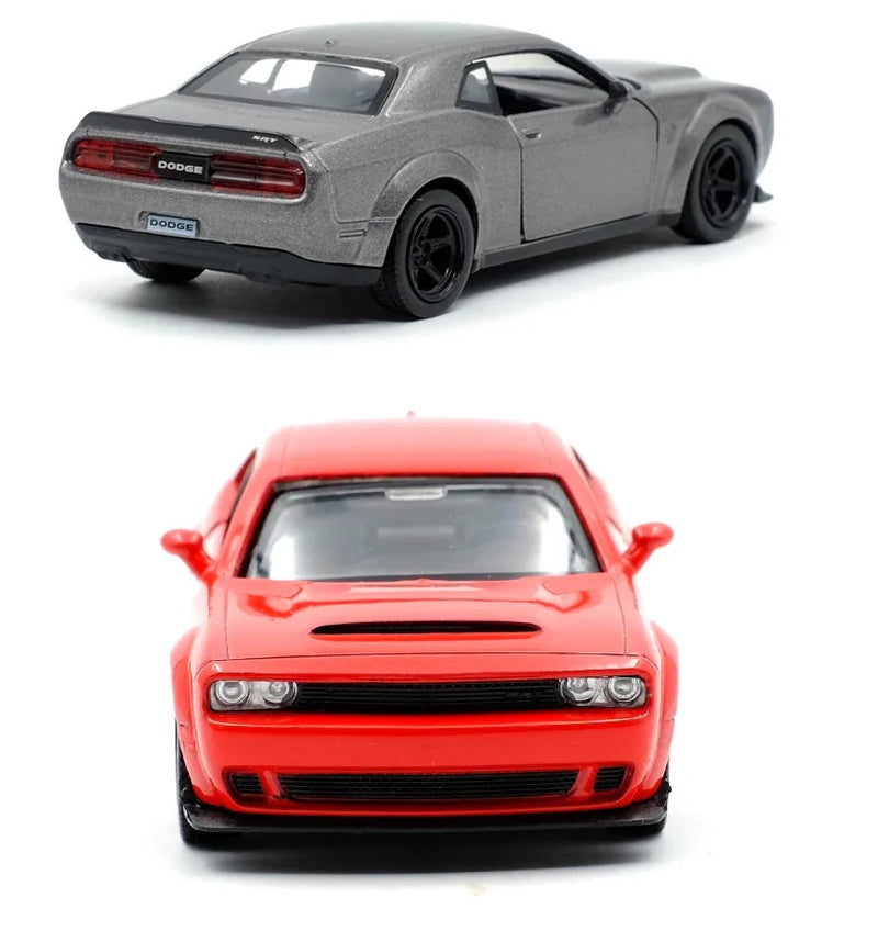 Dodge Challenger SRT Demon Sports Car Alloy Diecast Car Modelo de brinquedo com retrocesso para crianças Presentes Coleção de brinquedos