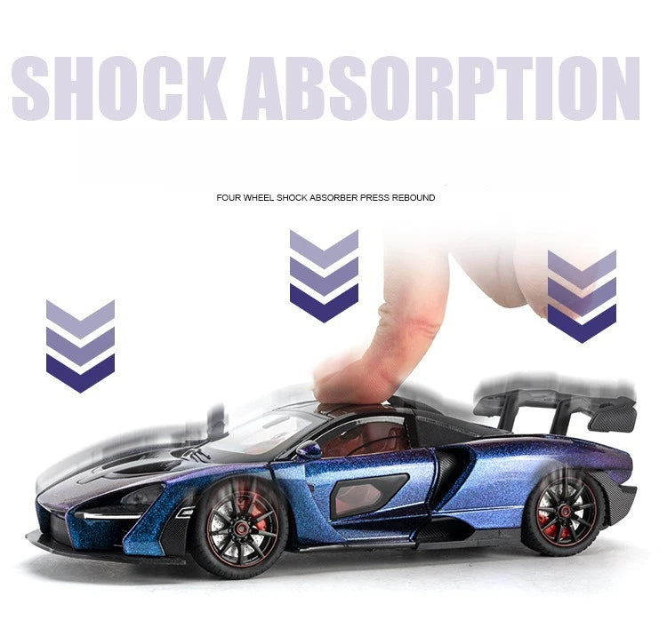 McLaren Senna Liga de Metal Fundido Modelo de Carro Som e Luz Coleção Hobby Super Racing Serie Presente de Aniversário para Menino