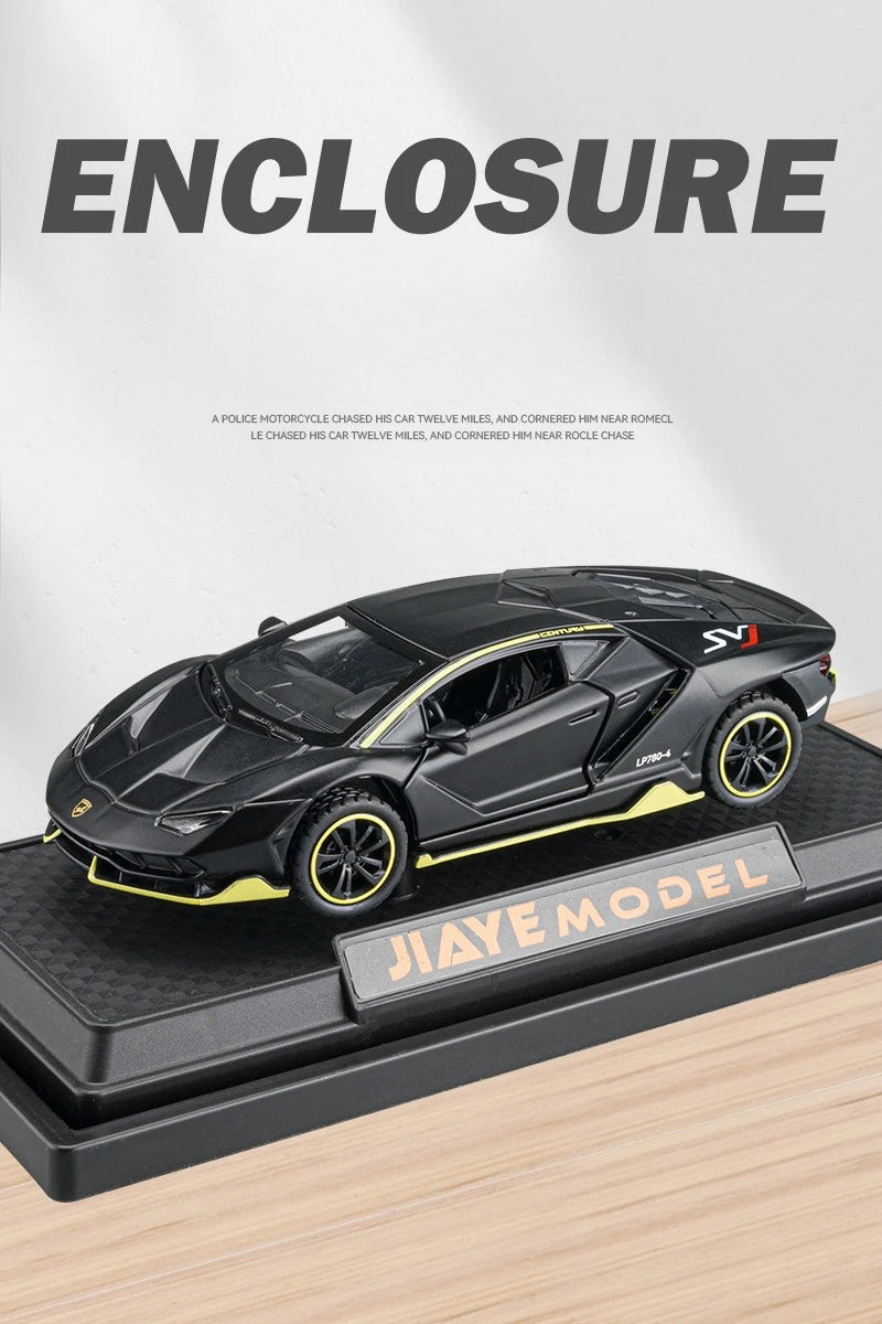 Lamborghini LP780-4 liga modelo de carro ornamentos, som e luz brinquedo menino presente
