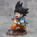 Dragon Ball Childhood Little Goku Hugs Puer Ya Mu Tea Little Follower Figures Doll Pvc Model Statue Collection Toys Ornamen Gift