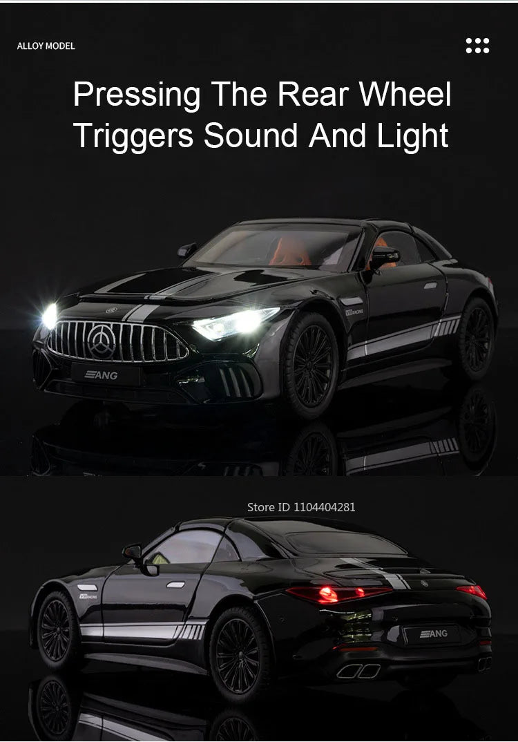 SL63 G800 Modelo Miniatura Carro Brinquedos Diecast Liga Veículos Roda Dianteira Direção Som Luz Puxar Para Trás Modelos Presente Adulto