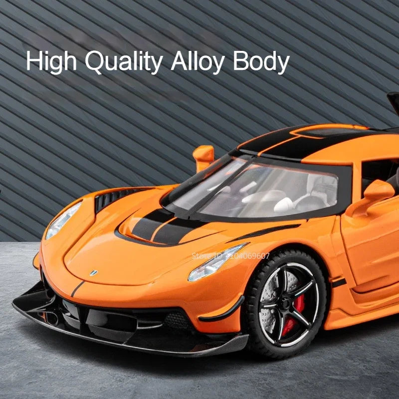 Jesko Super Car Model Toys Metal Diecast Light Music Pull Back Sports Cars Models Collection Racing Vehicle Gift Boys