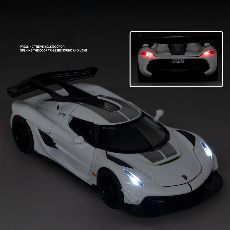 1:32 Scale Alloy Supercar Toy Car Model with Sound & Light, Retro Pullback Action - Ideal Gift for Kids, Authentic Detai