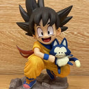 Dragon Ball Childhood Little Goku Hugs Puer Ya Mu Tea Little Follower Figures Doll Pvc Model Statue Collection Toys Ornamen Gift