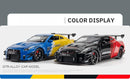 GTR Revuelto Carro de Liga de Brinquedo Miniatura Diecast Supercarro Portas Abertas Som Luz Puxar Volante Dianteiro Carros de Direção Presente para Criança