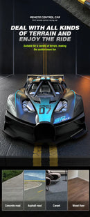 Carro de corrida elétrico de controle remoto de alta velocidade com 4 canais, modelo de veículo esportivo para meninos e crianças, presente de aniversário