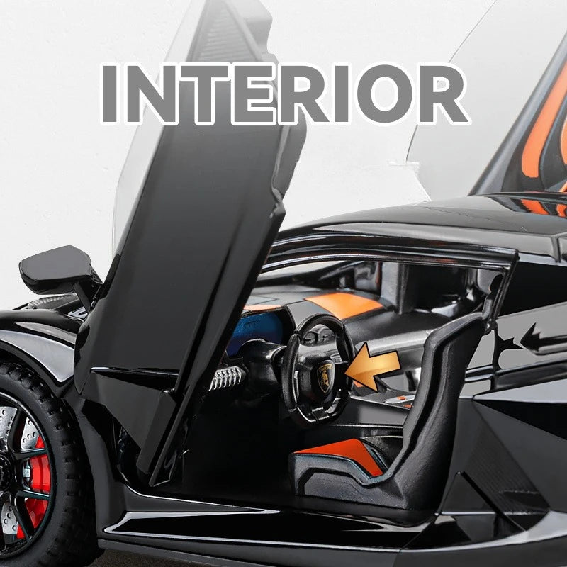 Lamborghini Revuelto Carro de Corrida Liga de Metal Modelo Computador Desktop Enfeites Decoração Moderna Presente de Aniversário para Meninos