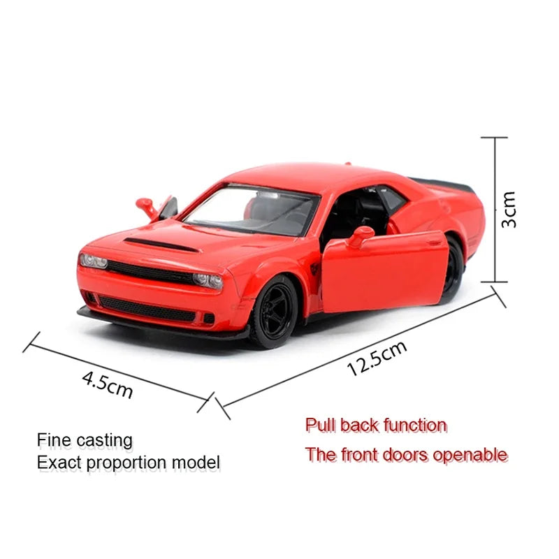 Dodge Challenger SRT Demon Sports Car Alloy Diecast Car Modelo de brinquedo com retrocesso para crianças Presentes Coleção de brinquedos