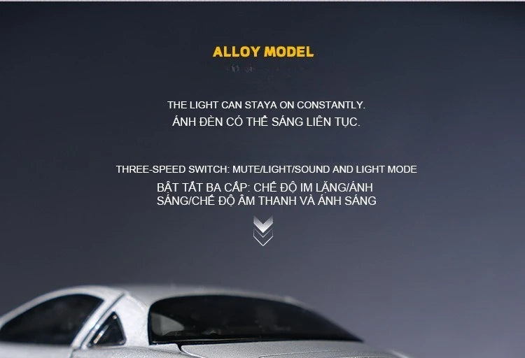 SLR 772S Modelo de carro de brinquedo Corpo de liga Pneus de borracha Diecast Supercarros Modelos Portas abertas Som Luz Brinquedos para crianças Presentes