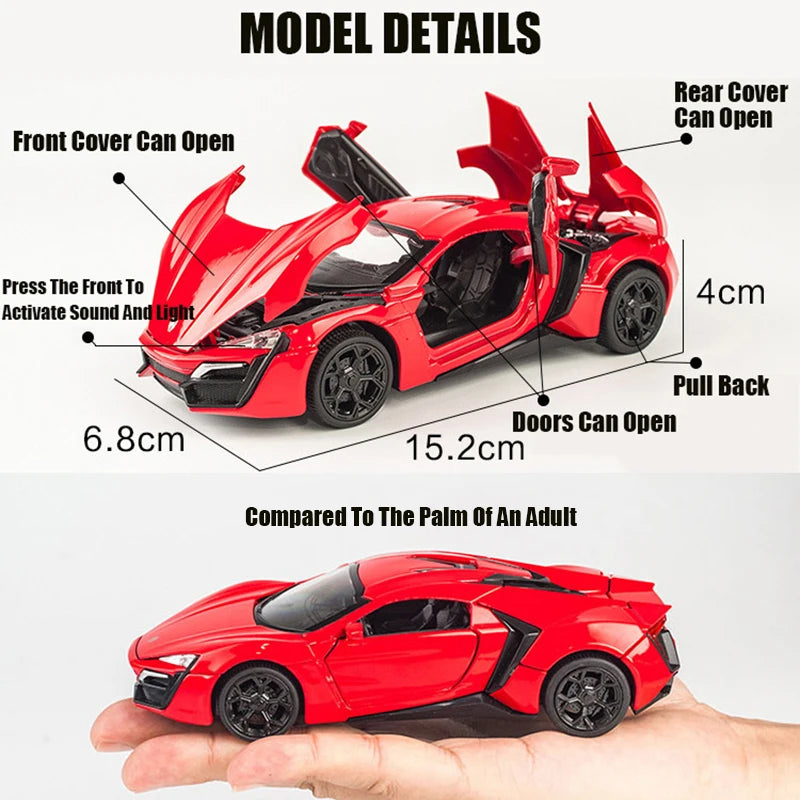 Lyken Hyper Fast Alloy Sport Car Modelo Diecasts & Toy Vehicles e Furious Cars Decoração Brinquedos para Crianças
