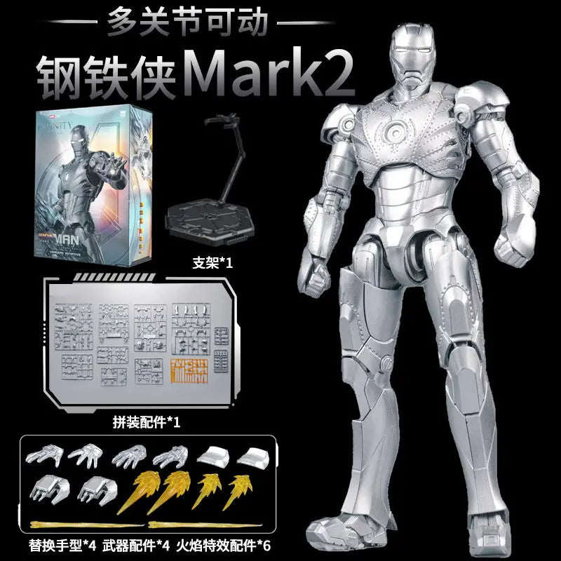 Homem de Ferro FondJoy LED MK42 MK43 MK46 MK1 MK2 MK3 MK4 Brinquedos DIY Figura de Ação Coleção Tony Stark Modelo de Anime Presente para Crianças