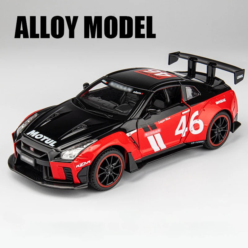 Nissan Skyline Ares GTR R35 Diecasts e veículos de brinquedo, modelo de carro de brinquedo de metal, simulação de alta qualidade, coleção de brinquedos para crianças