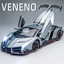 Lamborghini esportivo modelo Veneno, escala 1/24, porta que pode ser aberta, carro de brinquedo com roda dianteira dirigível