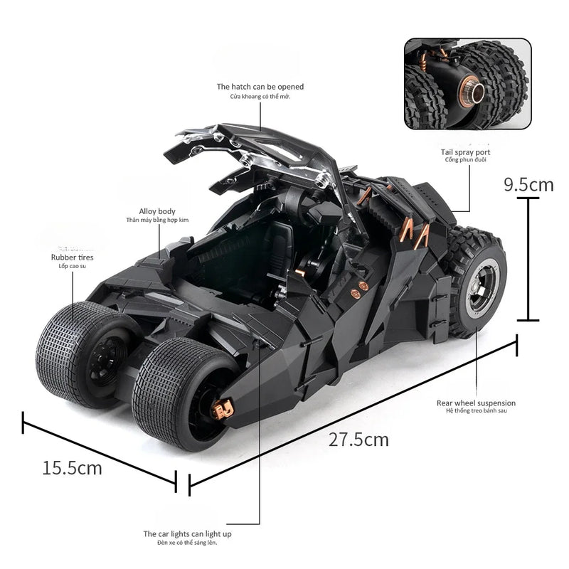 Carro clássico do filme Batman 2008 Batmóvel   Tumbler! Alloy Concept Bat Sports Car Modelo Diecast Metal Toy Race Car Modelo Sound Light Kids Gifts