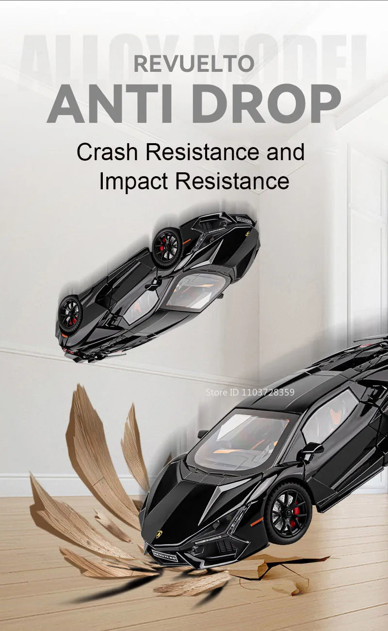 REVUELTO Miniatura Modelo Brinquedo Carros Esportivos Liga Fundida Supercarros Som Luz Portas Abertas Puxe para Trás para Presentes de Crianças