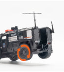 Carro de polícia blindado SWAT em escala 1:32, modelo de brinquedo de metal fundido, com absorção de choque, caminhão pesado, brinquedo com som e luz, presente para crianças