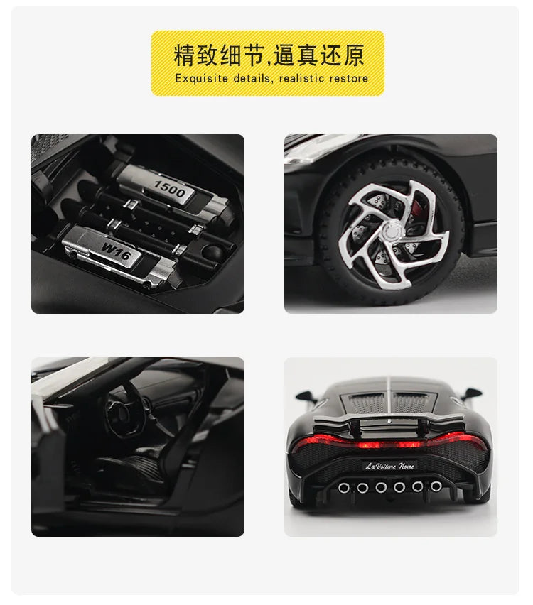 Brinquedos Bugatti La Voiture Noire Liga Fundida Simulação Brinquedo Veículos Modelos Meninos Presentes para Crianças