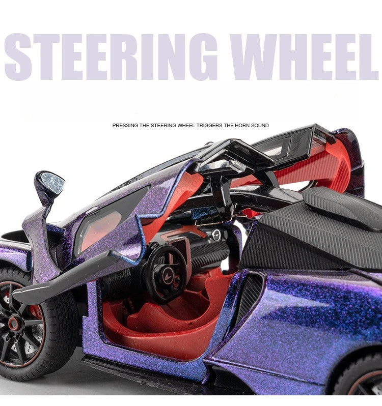 McLaren Senna Liga de Metal Fundido Modelo de Carro Som e Luz Coleção Hobby Super Racing Serie Presente de Aniversário para Menino