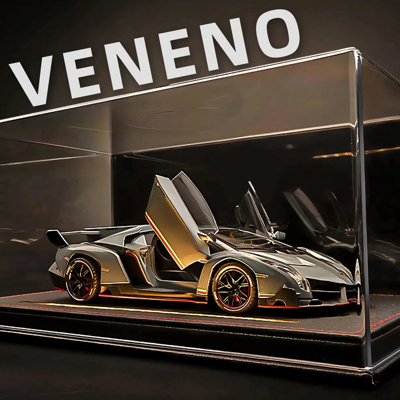 Lamborghini esportivo modelo Veneno, escala 1/24, porta que pode ser aberta, carro de brinquedo com roda dianteira dirigível