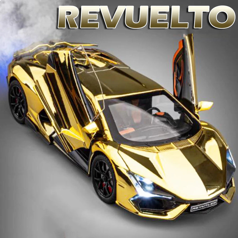 REVUELTO Miniatura Modelo Brinquedo Carros Esportivos Liga Fundida Supercarros Som Luz Portas Abertas Puxe para Trás para Presentes de Crianças
