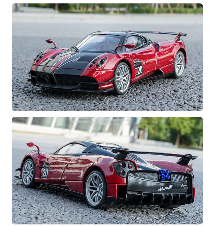 Pagani Huayra BC Blu Francia/Candy Blue com detalhes em carbono, modelo de carro 1/18 da Autoart