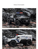 Carro de polícia blindado SWAT em escala 1:32, modelo de brinquedo de metal fundido, com absorção de choque, caminhão pesado, brinquedo com som e luz, presente para crianças