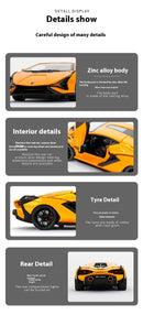 Lamborghini  modelo de liga leve - som e luz, ação retrátil, presente para crianças e fãs de carros esportivos
