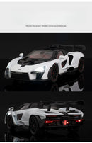 McLaren Senna Liga de Metal Fundido Modelo de Carro Som e Luz Coleção Hobby Super Racing Serie Presente de Aniversário para Menino