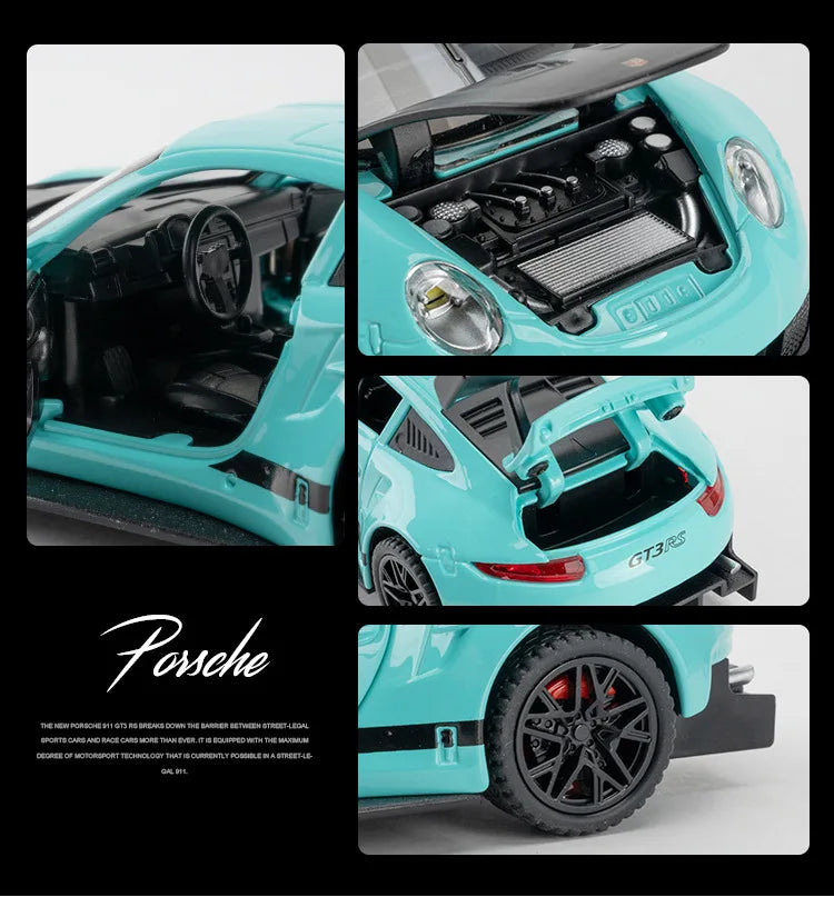GT3-RS Targa 4S Carro Esportivo Brinquedo Leve Som Puxar Para Trás Liga Fundida Carros de Corrida Coleção Presente Meninos