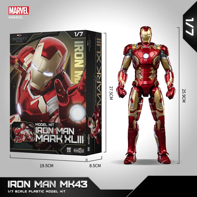 Homem de Ferro  Fondjoy Marvel MK42 Modelo Montado 10 pol. Figuras de Ação em Escala 1/7 Reatores podem emitir luz Ornamento Colecionável Brinquedo para Presente