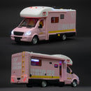 Carro de luxo RV modelo de carro de brinquedo fundido de metal Camper Van Motorhome modelo de carro de turismo com som e luz presente para crianças