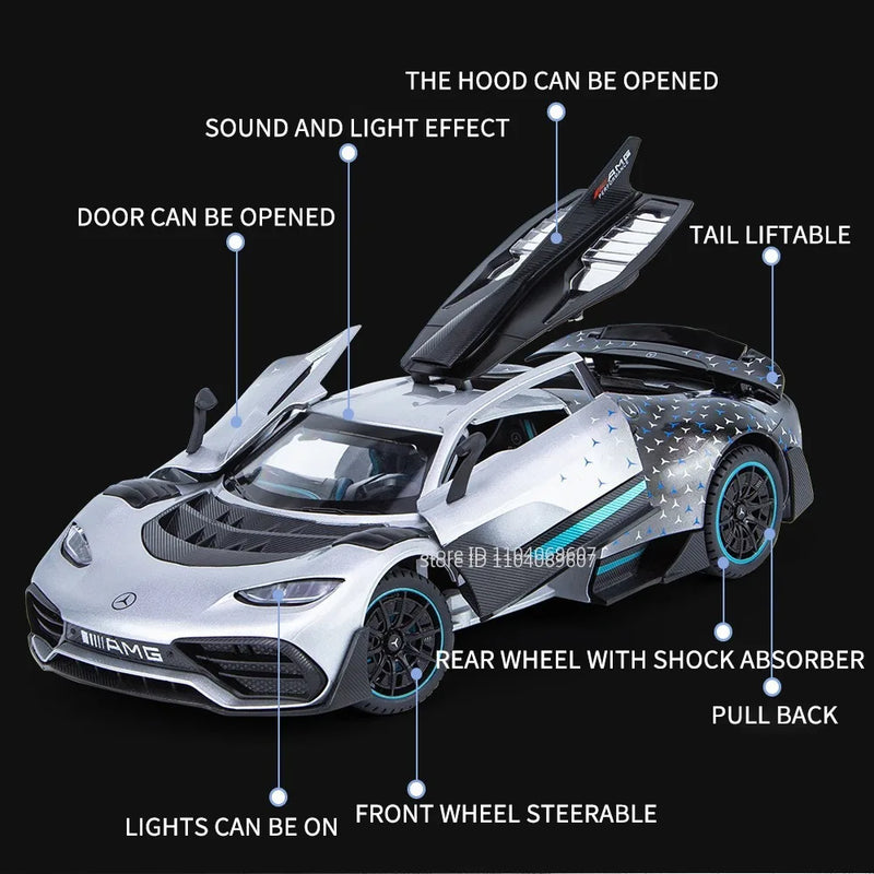 ONE Sports Car Modelo Brinquedo Modificado Metal Diecast Veículos de Roda Livre Simulação Som e Luz Presente para Crianças