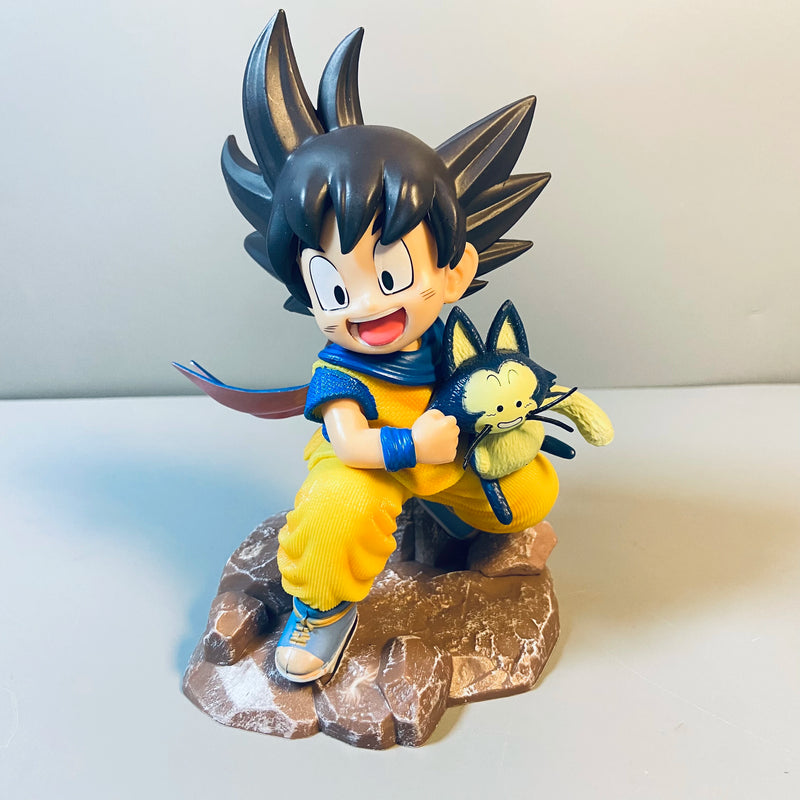 Dragon Ball Childhood Little Goku Hugs Puer Ya Mu Tea Little Follower Figures Doll Pvc Model Statue Collection Toys Ornamen Gift