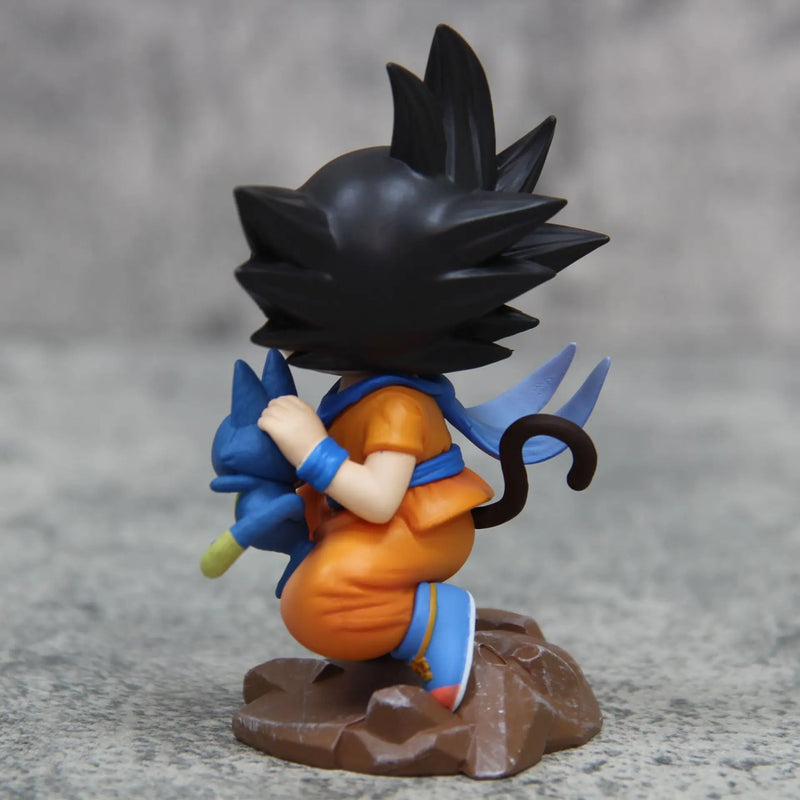 Dragon Ball Childhood Little Goku Hugs Puer Ya Mu Tea Little Follower Figures Doll Pvc Model Statue Collection Toys Ornamen Gift