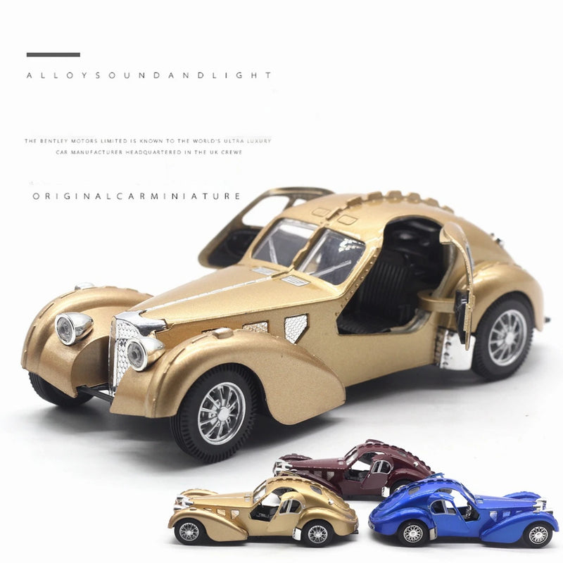 Bugatti 57SC Atlantic Classic Car Simulação Diecast Metal Alloy Model Car Coleção de brinquedos para crianças Presentes